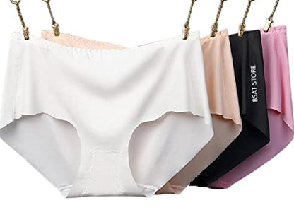 Women's Ice Silk Blend Invisible Lines No Show Hipster Panty (Pack of 4)