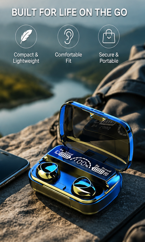 Smart LED Display TWS Bluetooth 5.3 Earbuds – Deep Bass, HD Calls & 40H Playtime