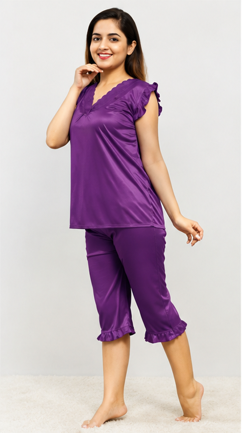 Women’s Comfort Fit Satin Night Suit – Soft, Breathable & Relaxed Sleepwear Set