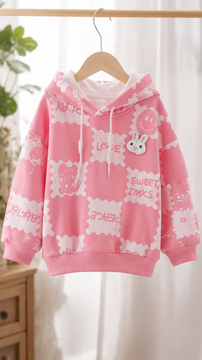 Cozy Printed Fleece Winter Hoodie for Girls – Warm, Soft &amp; Cute Everyday Wear