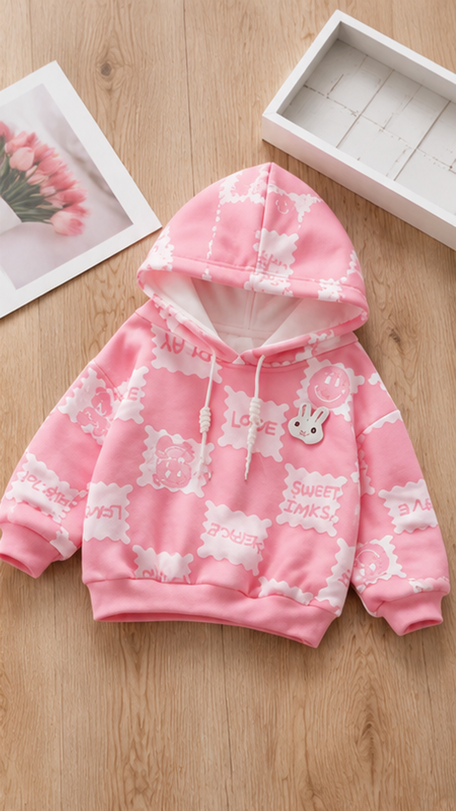 Cozy Printed Fleece Winter Hoodie for Girls – Warm, Soft &amp; Cute Everyday Wear