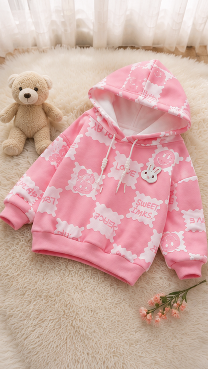 Cozy Printed Fleece Winter Hoodie for Girls – Warm, Soft &amp; Cute Everyday Wear