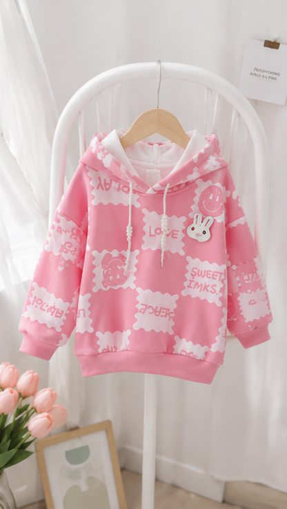 Cozy Printed Fleece Winter Hoodie for Girls – Warm, Soft &amp; Cute Everyday Wear