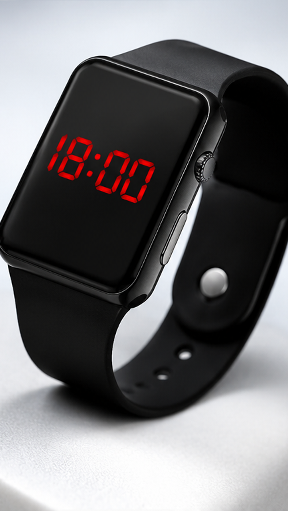 LED Digital Touch Display Watch for Men – Ultra Slim Black Silicone Strap Wrist Watch