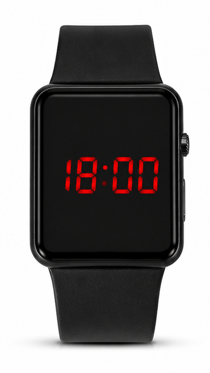 LED Digital Touch Display Watch for Men – Ultra Slim Black Silicone Strap Wrist Watch