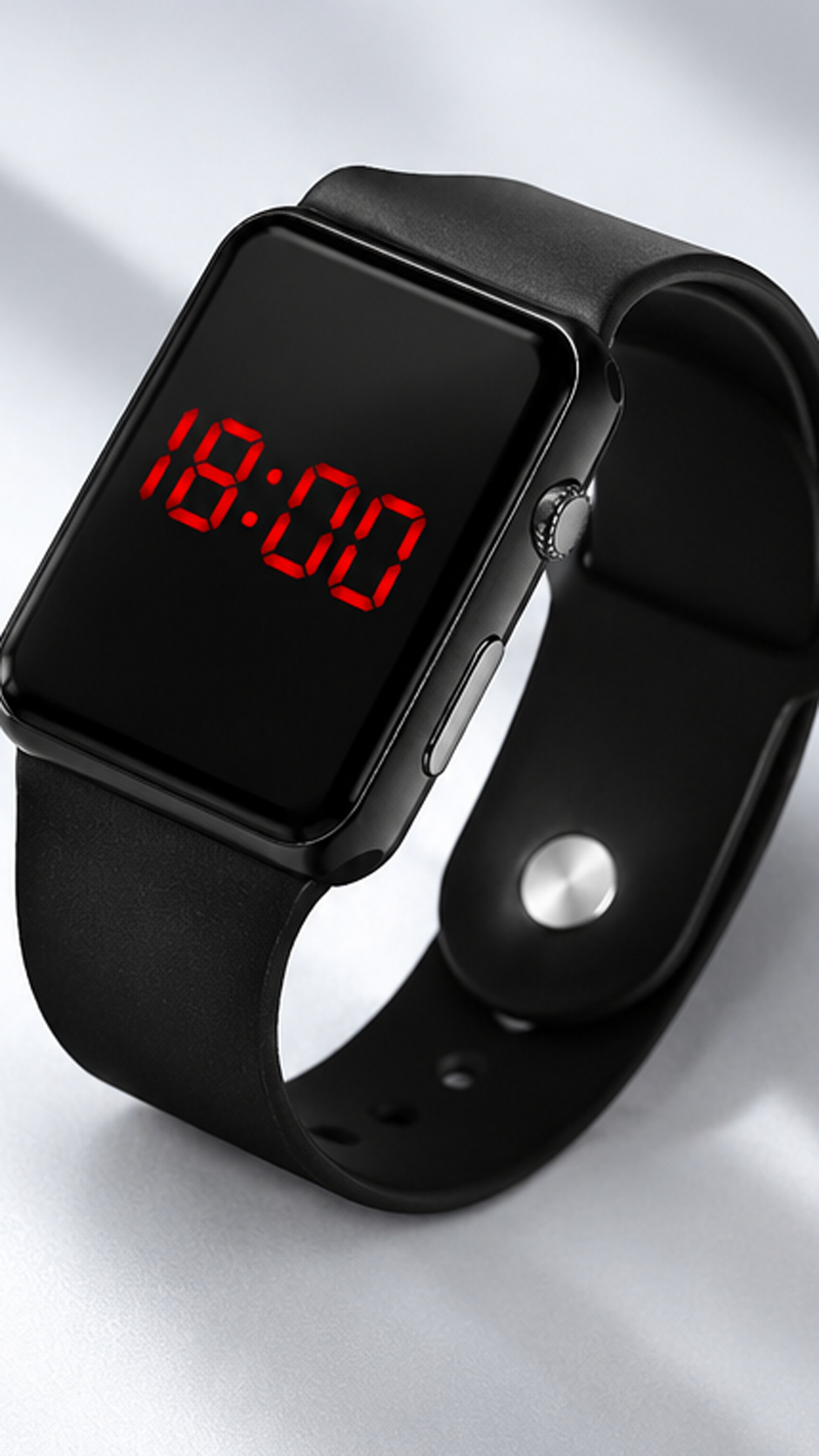 LED Digital Touch Display Watch for Men – Ultra Slim Black Silicone Strap Wrist Watch