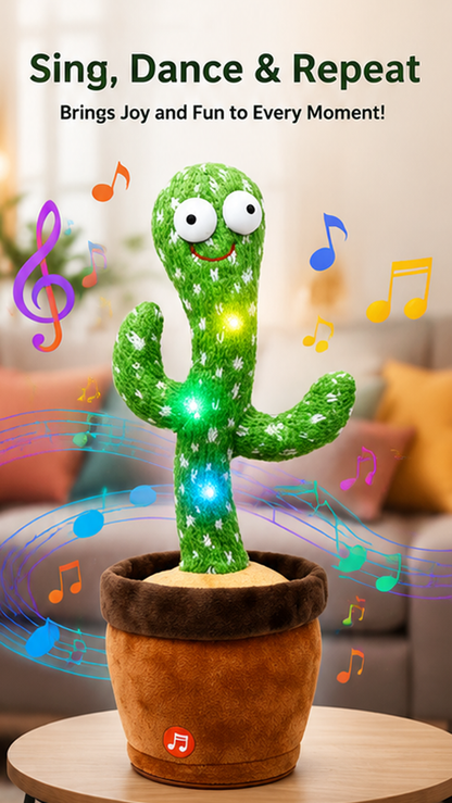 🌵 Interactive Talking & Dancing Cactus Toy with Music, LED Lights & Voice Repeat for Kids