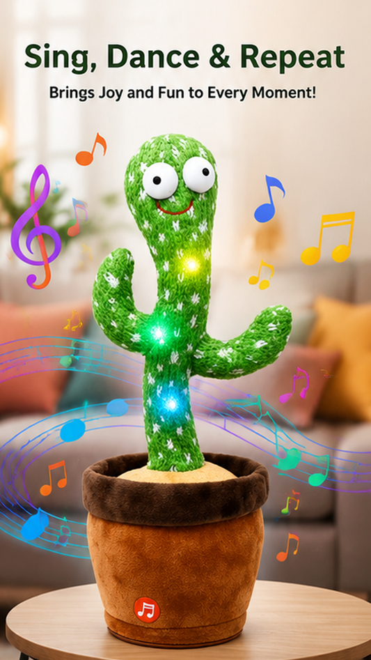 🌵 Interactive Talking & Dancing Cactus Toy with Music, LED Lights & Voice Repeat for Kids