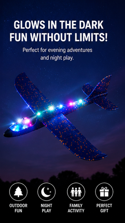 33cm LED Flash Foam Glider Plane – Hand Throw Flying Airplane Toy for Kids