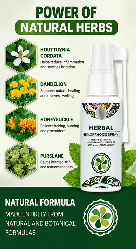 Fast Relief Herbal Hemorrhoids & Piles Spray – Soothes Pain, Itching & Swelling (Pack of 1)