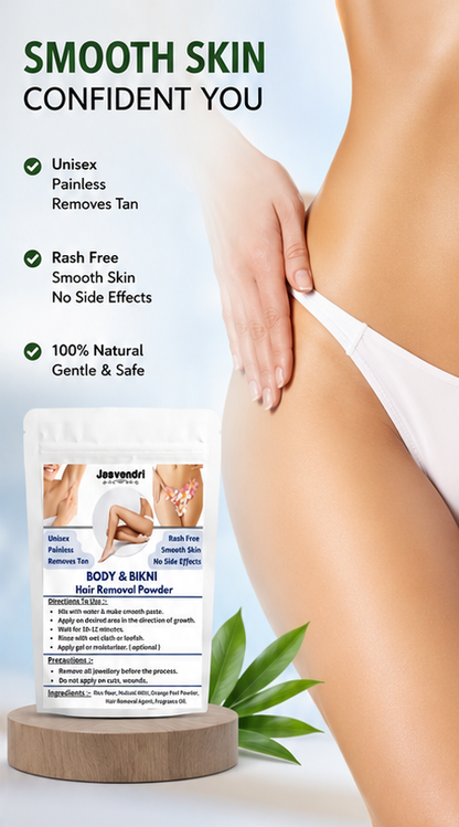 Jasvendri 10-Minute Natural Hair Removal Powder for Body & Bikini Area (Pack of 2)