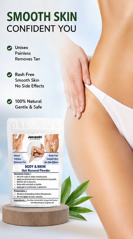 Jasvendri 10-Minute Natural Hair Removal Powder for Body & Bikini Area (Pack of 2)