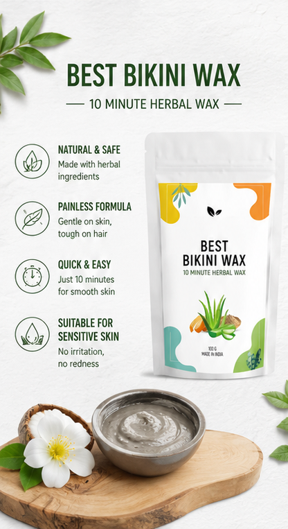 Natural Herbal Bikini Wax Powder – Painless Intimate Hair Removal (Pack of 2)