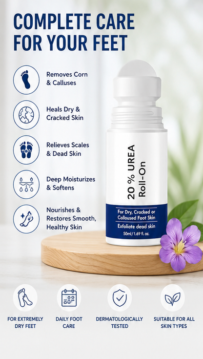 20% Urea Foot Repair Roll-On – Deep Moisturizing & Cracked Heel Treatment (Pack of 2)