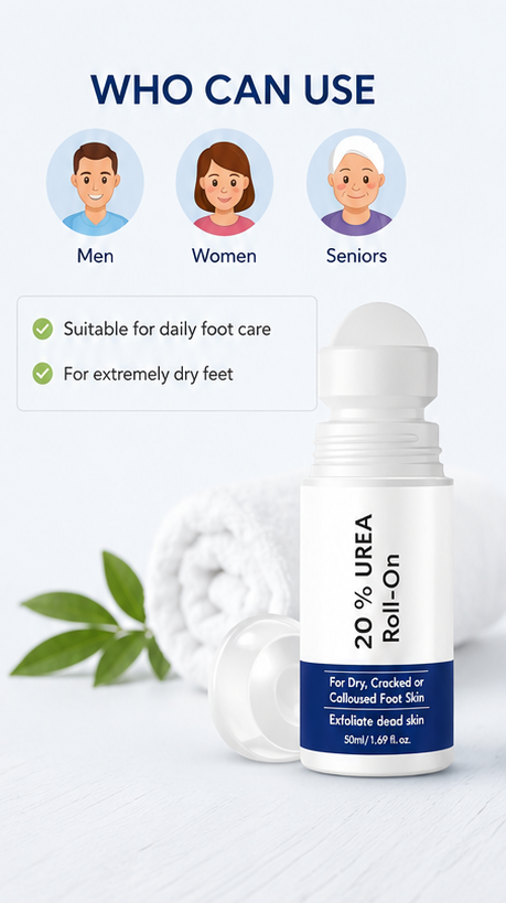 20% Urea Foot Repair Roll-On – Deep Moisturizing & Cracked Heel Treatment (Pack of 2)