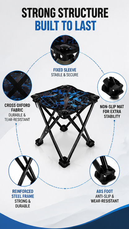 Ultra-Light Foldable Camping Stool – Heavy Duty Portable Outdoor Seat