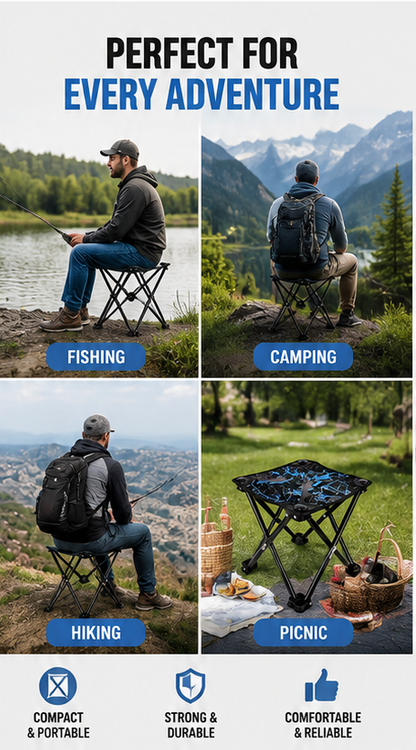 Ultra-Light Foldable Camping Stool – Heavy Duty Portable Outdoor Seat