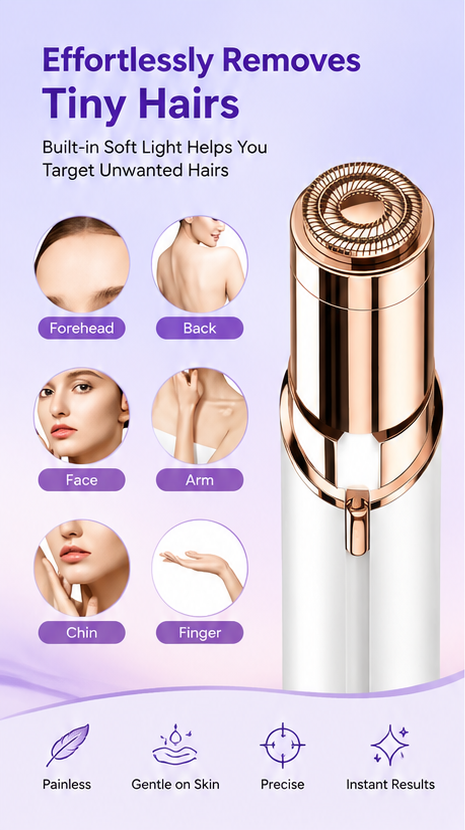 Precision Facial Hair Remover for Women – Painless & Instant Hair Removal (Pack of 1)