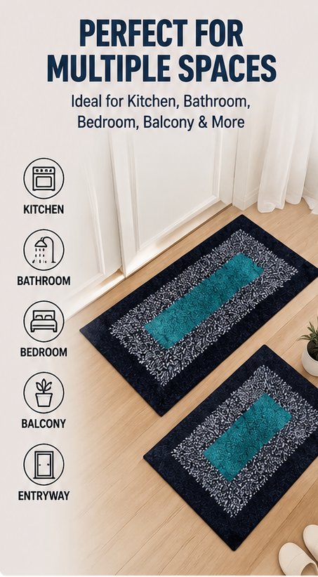 Kitchen Runner Floor Mat & Runner Super Absorbent Anti Skid Mats for Bathroom/Bedroom/Kitchen
