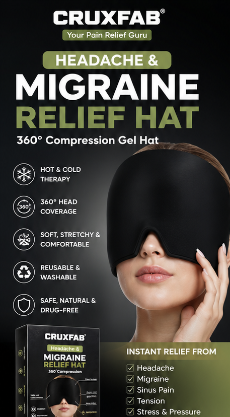 360° Cooling & Compression Migraine Relief Cap – Hot & Cold Therapy for Headache, Sinus & Stress Relief (Unisex, Reusable)