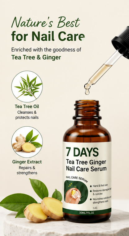 7 Days Tea Tree & Ginger Nail Repair Serum – Nail Fungus, Damaged Nails & Cuticle Care Oil (Pack of 2)