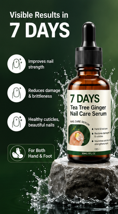 7 Days Tea Tree & Ginger Nail Repair Serum – Nail Fungus, Damaged Nails & Cuticle Care Oil (Pack of 2)