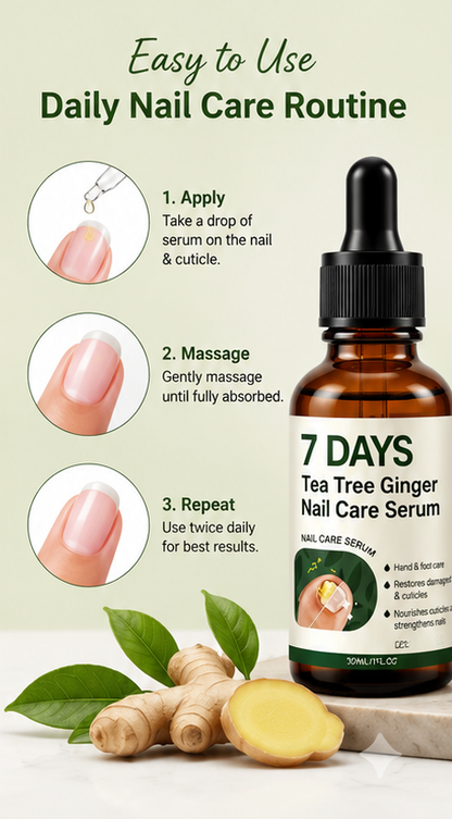 7 Days Tea Tree & Ginger Nail Repair Serum – Nail Fungus, Damaged Nails & Cuticle Care Oil (Pack of 2)