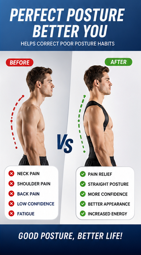 Premium Adjustable Posture Corrector Belt for Men & Women – Back, Shoulder & Spine Support