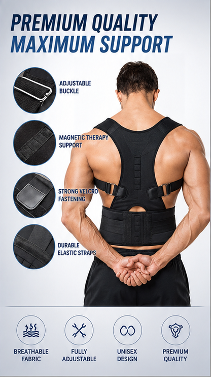 Premium Adjustable Posture Corrector Belt for Men & Women – Back, Shoulder & Spine Support