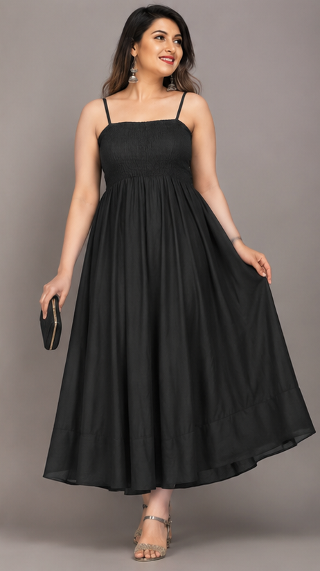 Women's Elegant Flowy Sleeveless Maxi Dress – Full Length Casual & Party Wear (Black)