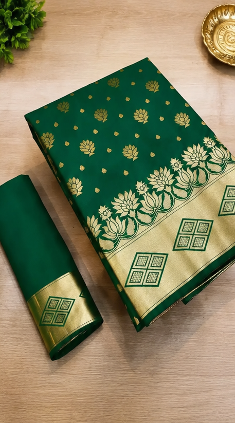 Elegant Jacquard Printed Saree with Contrast Blouse Piece for Women (6.3 m)