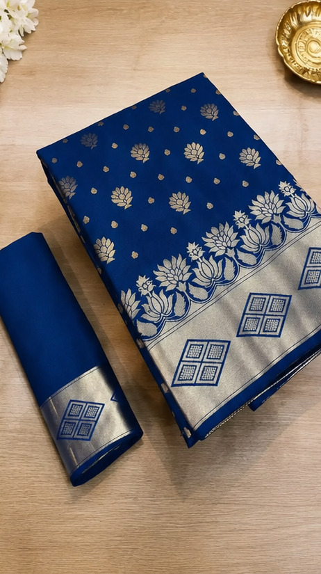 Elegant Jacquard Printed Saree with Contrast Blouse Piece for Women (6.3 m)