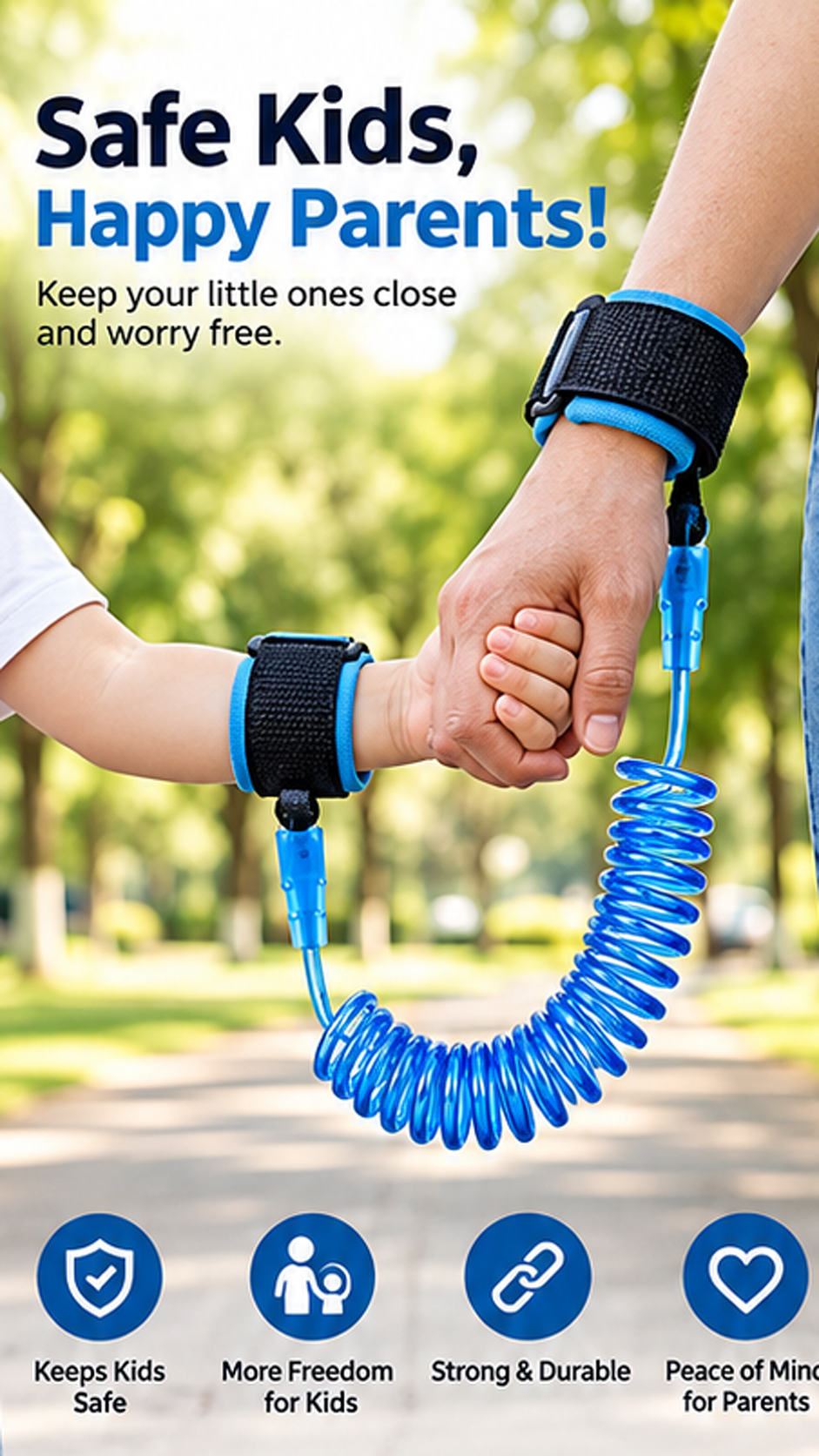 Premium Anti-Lost Safety Wrist Link with Lock & Key – Secure Child Safety Strap for Travel & Crowded Places