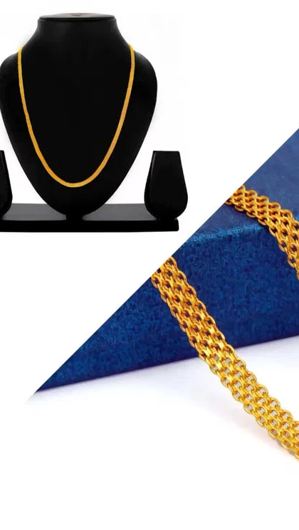 24-Inch Premium Gold-Plated Mesh Chain for Men & Women – Stylish Everyday Fashion Necklace