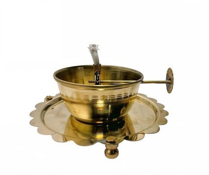 Akhand Diya Lamp with Adjustable Wick &amp; Glass Dome