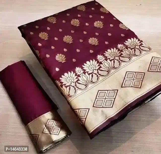 Elegant Jacquard Printed Saree with Contrast Blouse Piece for Women (6.3 m)