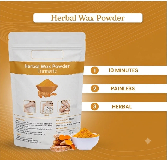 Herbal Turmeric Hair Removal Wax Powder – Smooth & Glowing Skin Formula (Pack of 3)