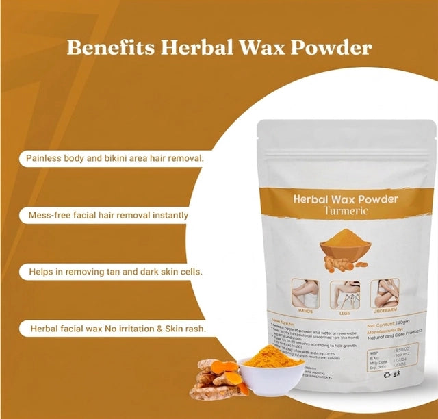 Herbal Turmeric Hair Removal Wax Powder – Smooth & Glowing Skin Formula (Pack of 3)