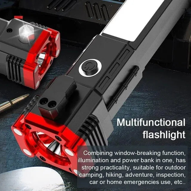 8-in-1 Rechargeable Safety Hammer Flashlight