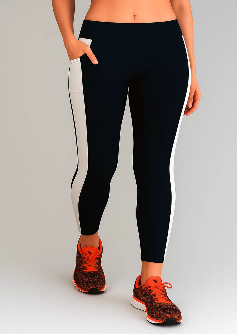 Women’s High-Waist Stretch Fit Yoga &amp; Workout Pants – Comfort, Flexibility &amp; Active Support (Blue & White)