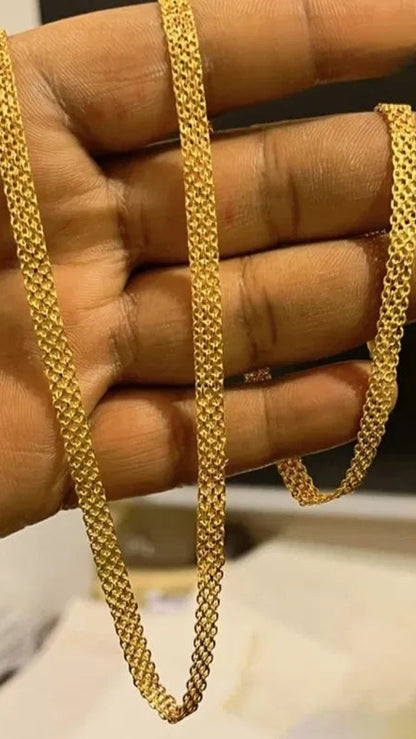 24-Inch Premium Gold-Plated Mesh Chain for Men & Women – Stylish Everyday Fashion Necklace