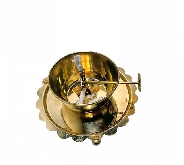 Akhand Diya Lamp with Adjustable Wick &amp; Glass Dome