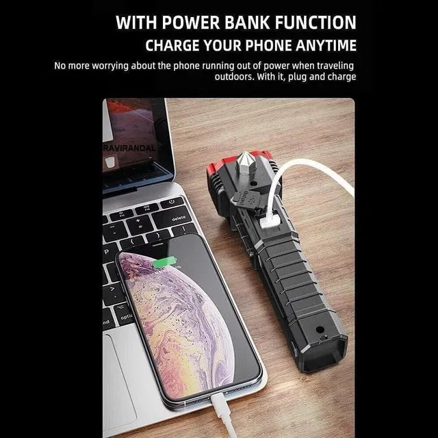 8-in-1 Rechargeable Safety Hammer Flashlight
